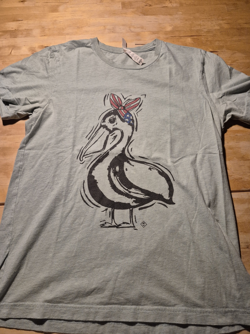 Bella Canvas Light Gray Tee with Pelican Graphic and Red/Blue Bandana